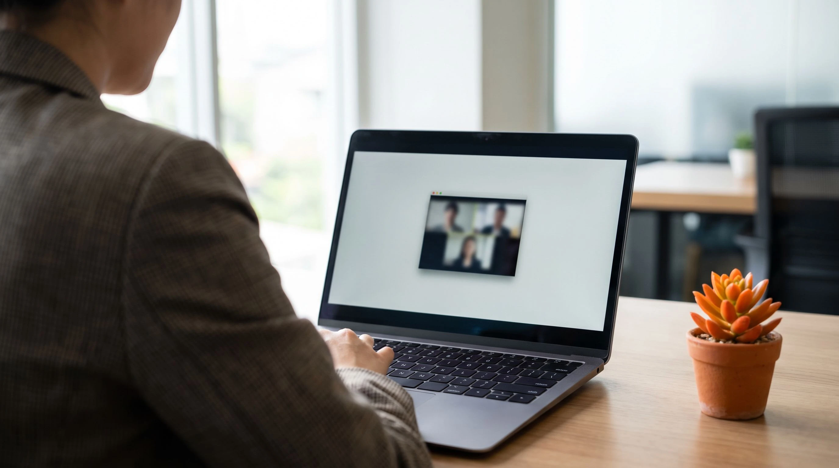 US hiring manager conducting video interview with nearshore AWS engineer from Costa Rica with infrastructure diagram visible over the shoulder