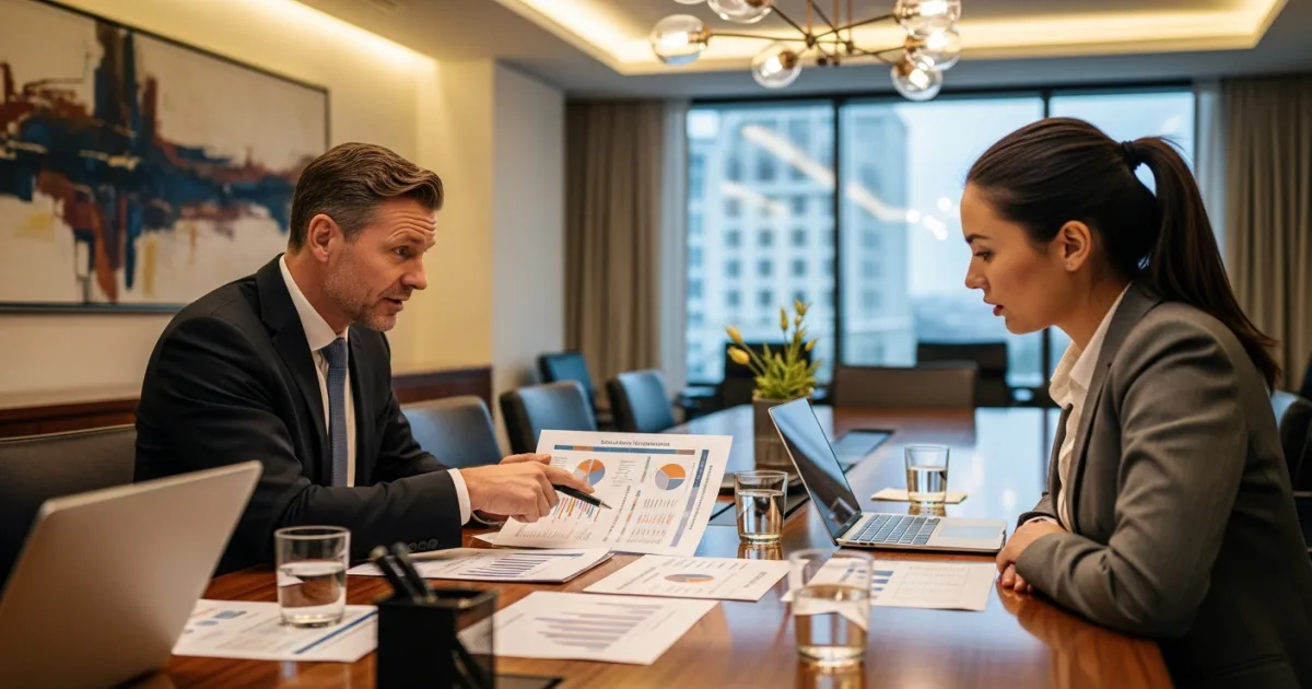 HR professional reviewing all-inclusive monthly cost breakdown for nearshore developer placement