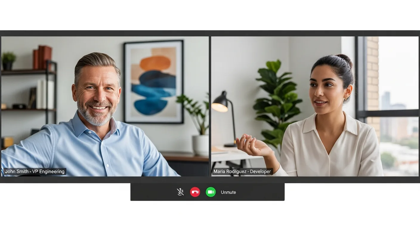 US VP of Engineering on video call with nearshore Java developer discussing engagement terms and compensation