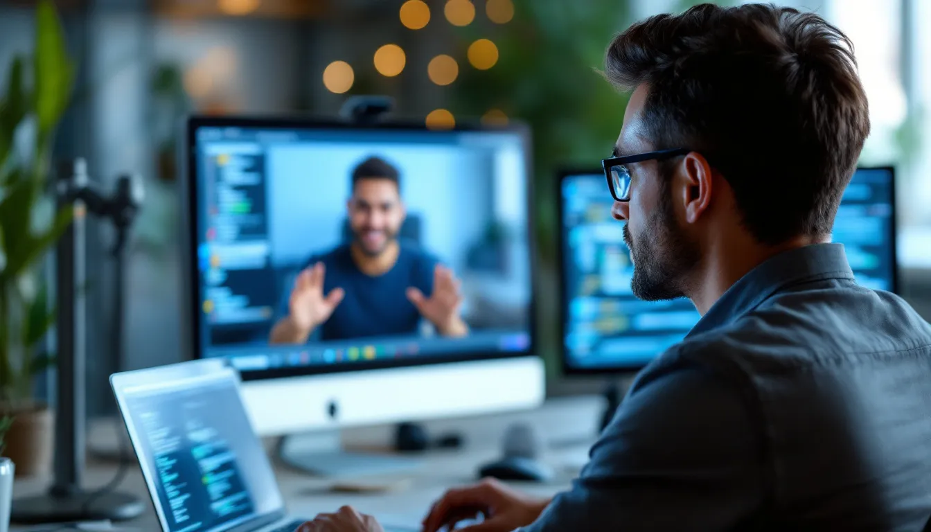 US hiring manager conducting a video interview with a nearshore Python developer candidate