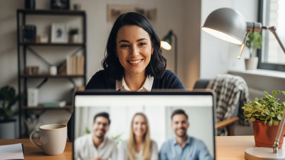 Remote QA engineer joining team on laptop video call, onboarding session