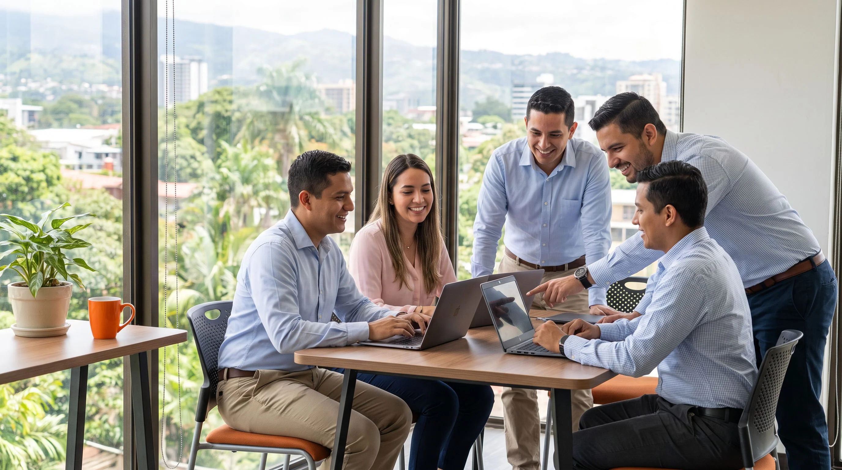 Costa Rica-based nearshore React developer team in collaborative workspace