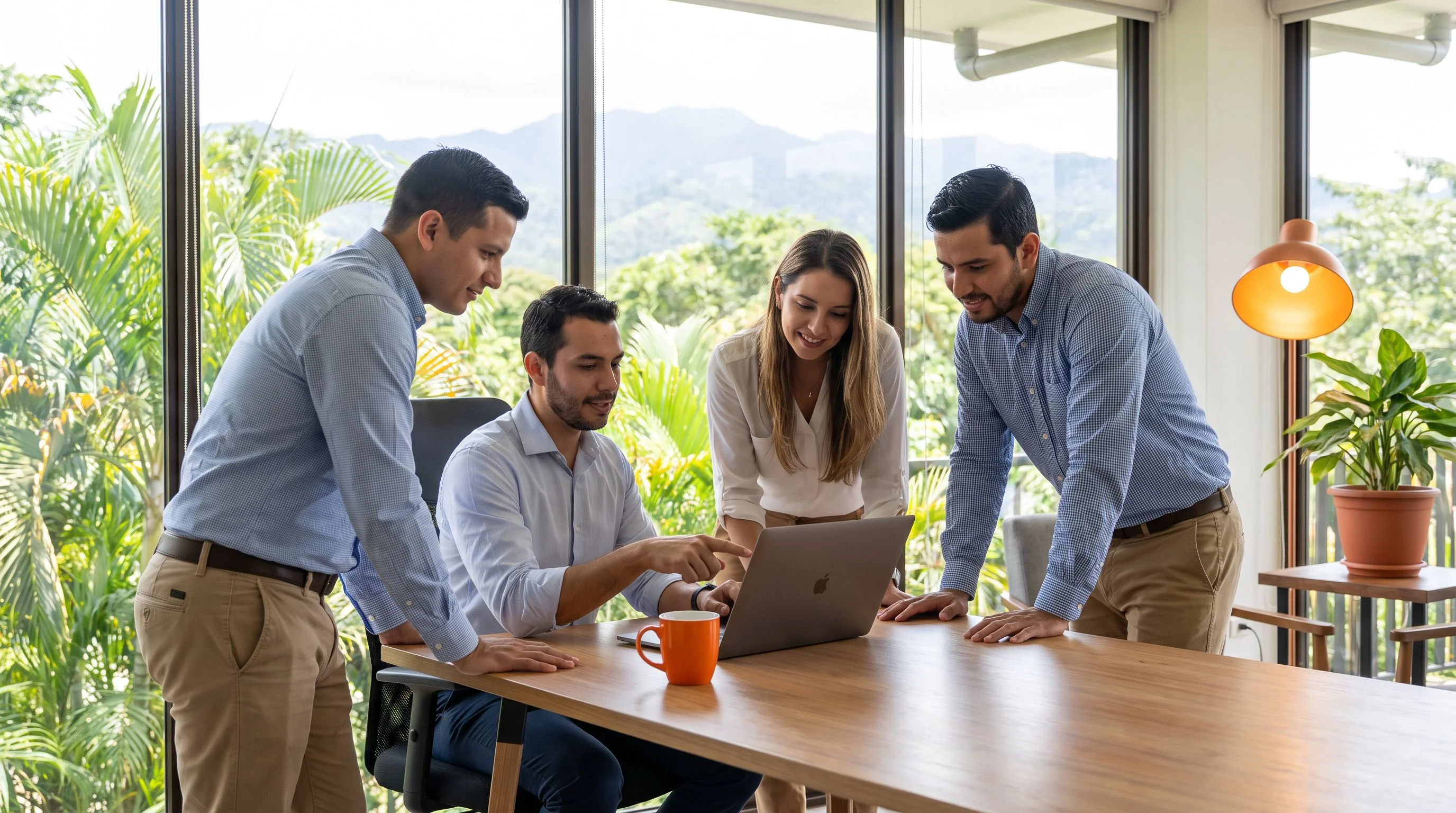Nearshore React developers collaborating in a modern Costa Rica office