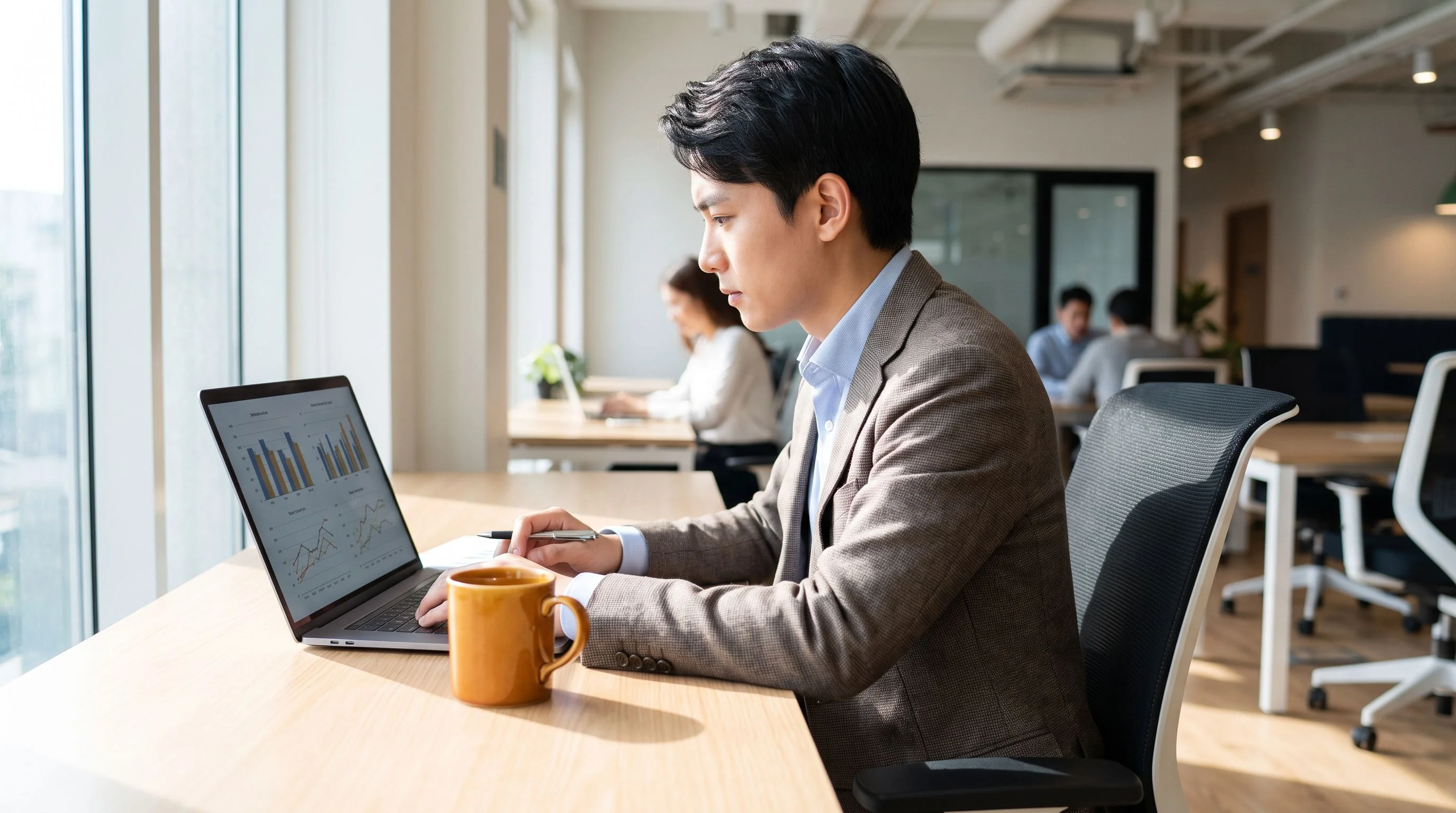 Finance professional reviewing nearshore React developer compensation benchmarks
