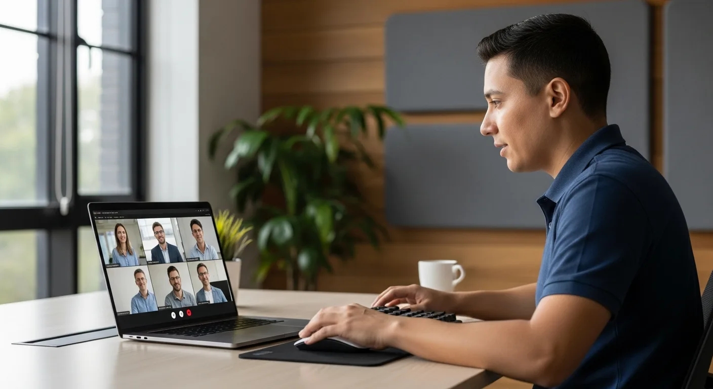 Nearshore software developer from Costa Rica on a video call with a US engineering team during a sprint standup