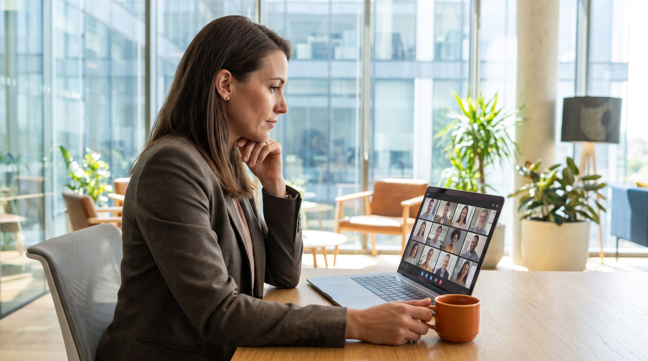 Hiring manager reviewing offshore bookkeeper candidates on video call