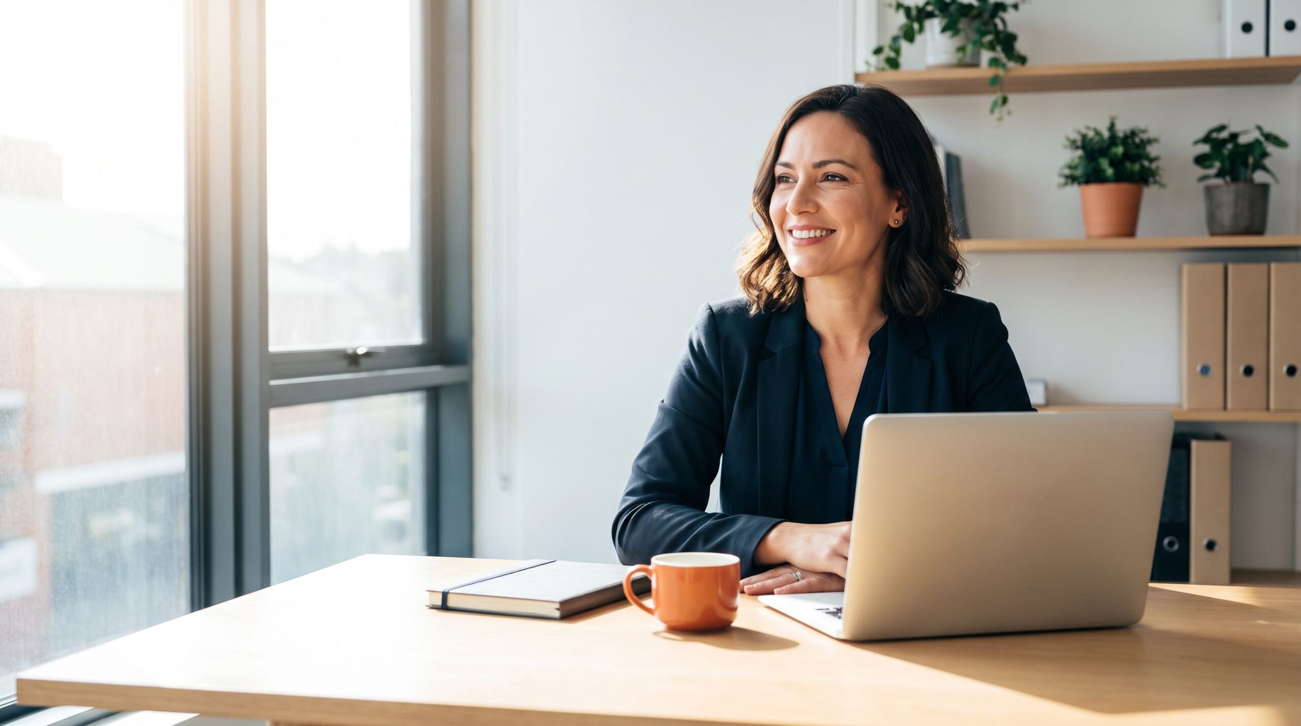 Bookkeeper reviewing offshore salary guide and rates at office desk