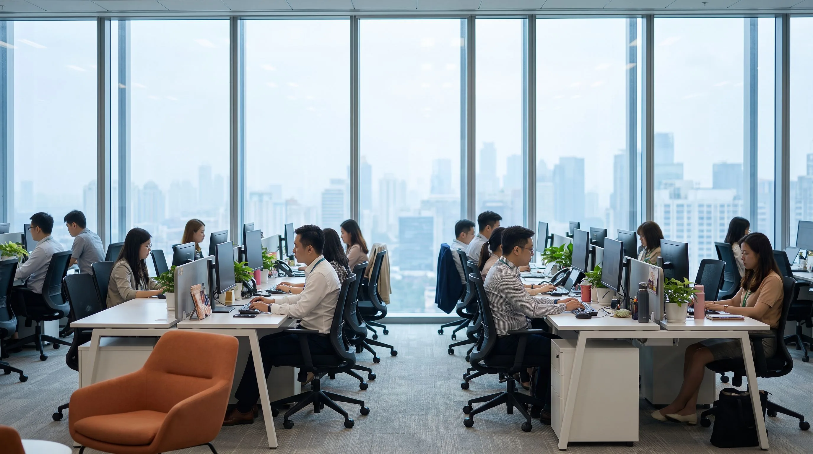Split view of Metro Manila and a BPO office environment representing Philippines offshore CSR talent market