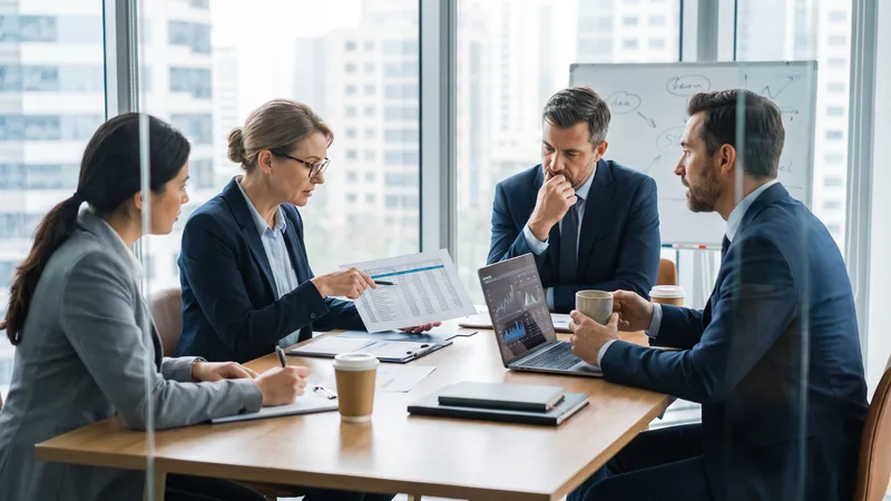 Team of four discussing a data quality incident around a conference table