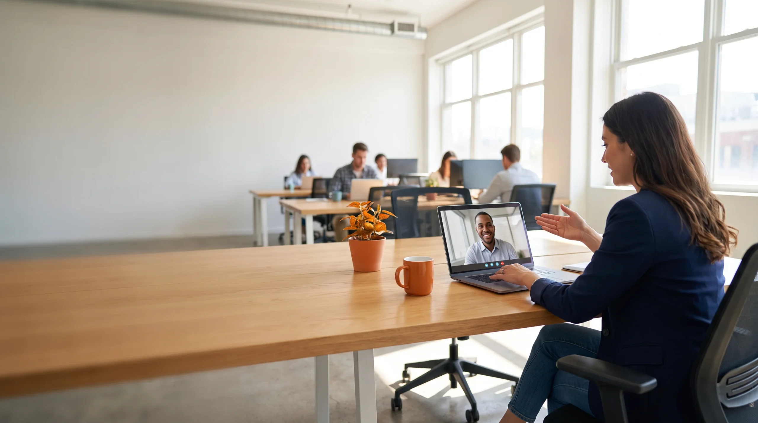 Hiring manager interviewing an offshore employee candidate over video call