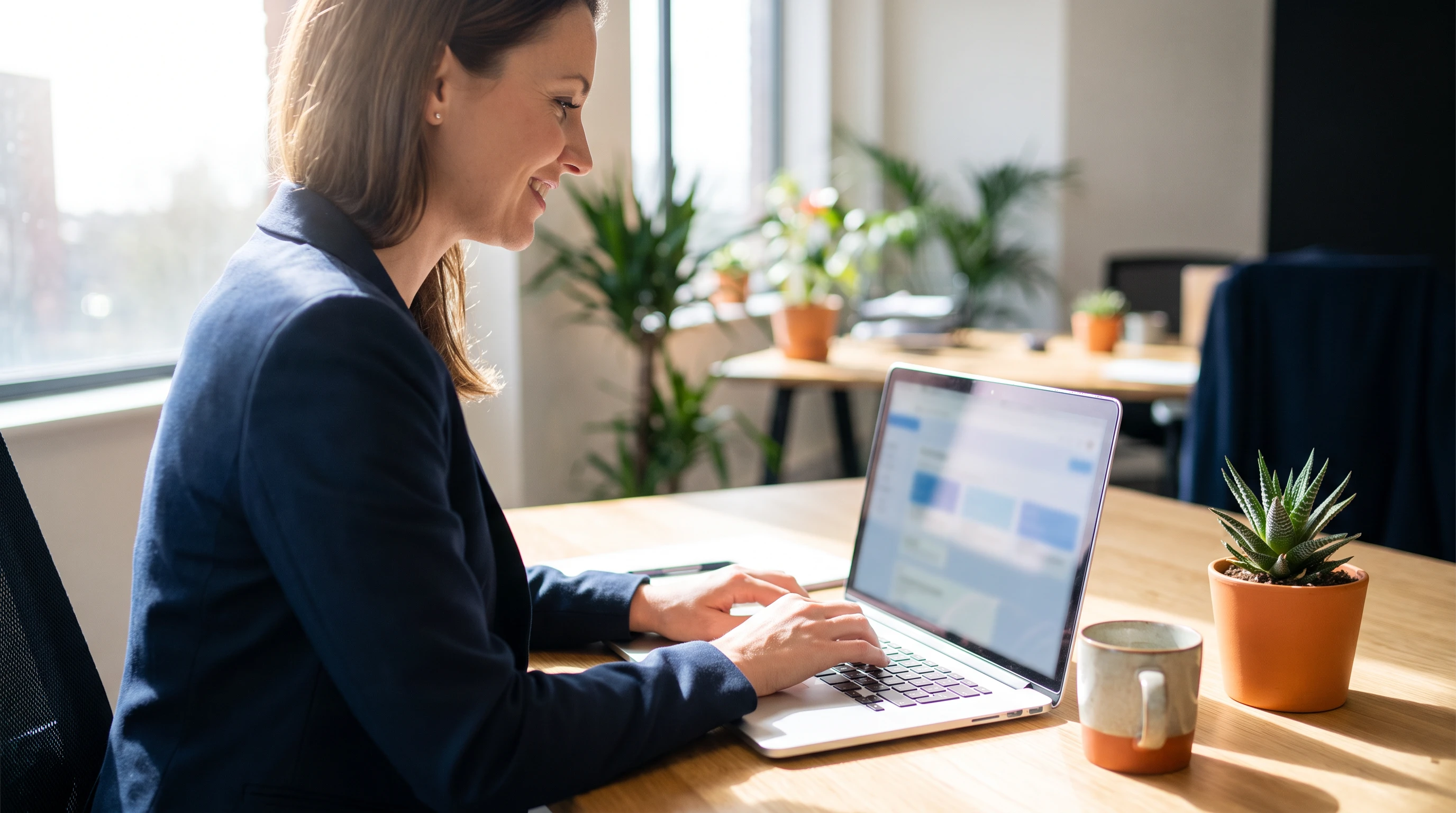 Hiring manager drafting an IT support specialist job posting on a laptop