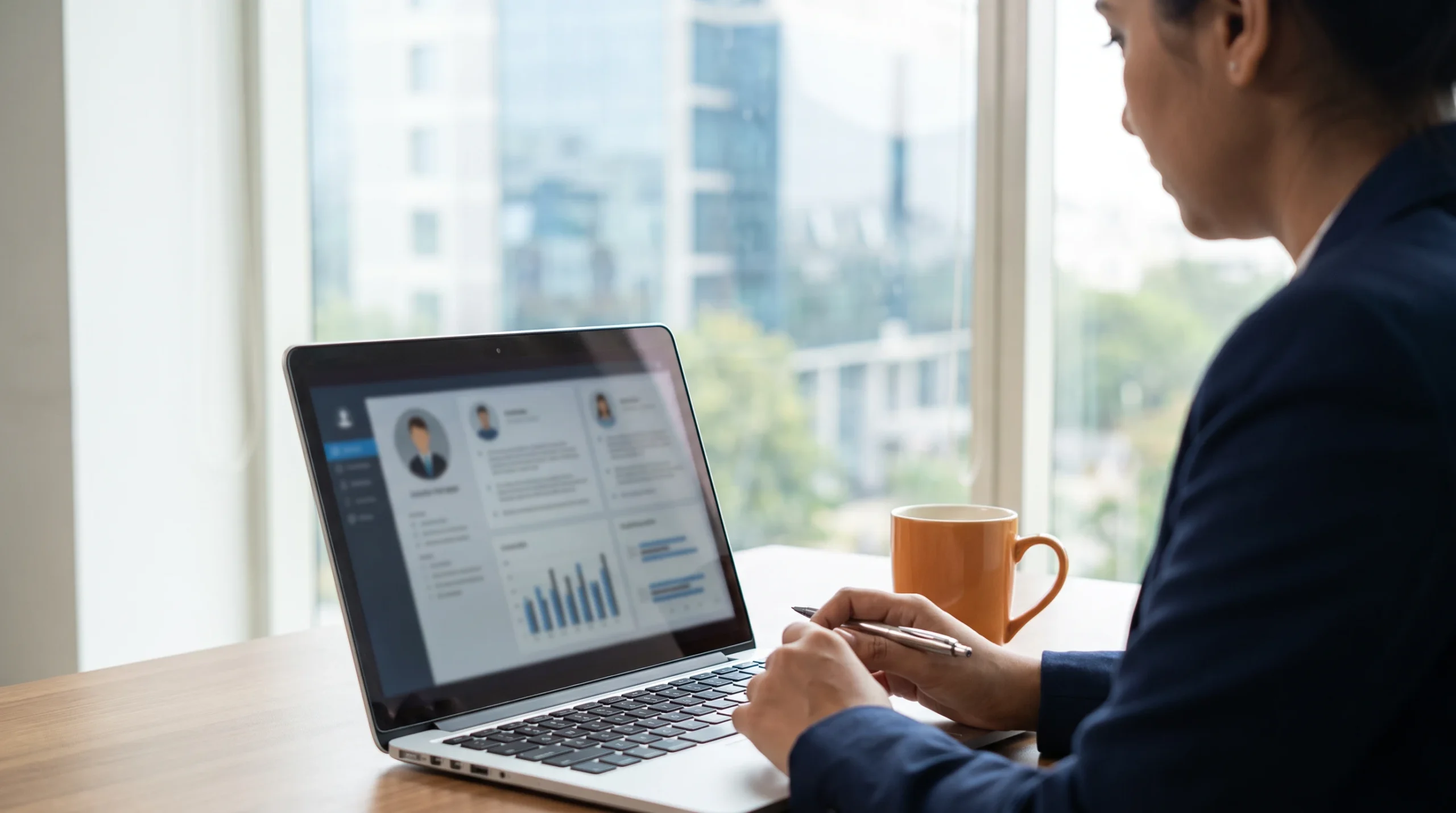 Offshore hiring manager reviewing candidate resumes from Hyderabad India