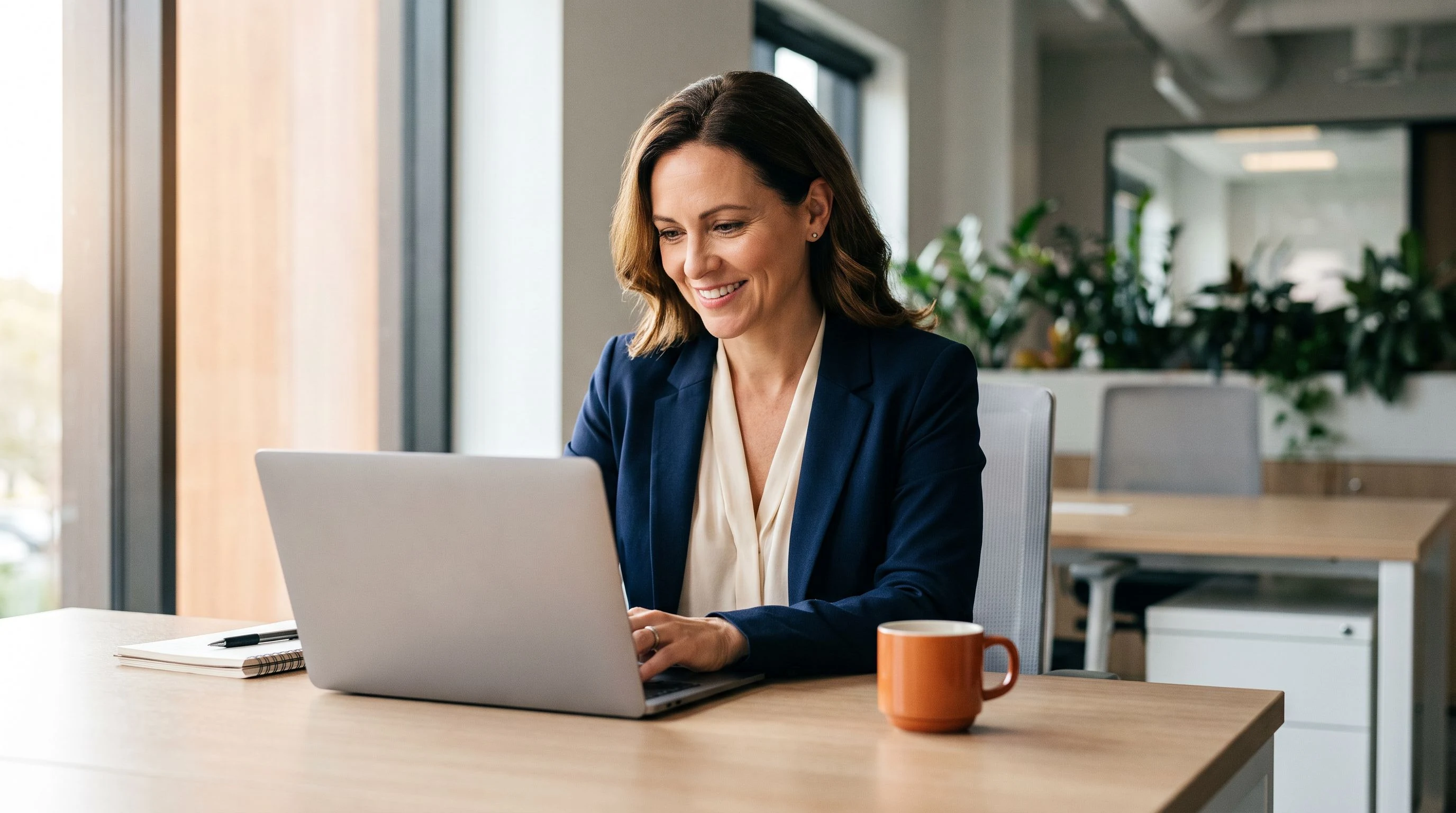 Offshore talent acquisition specialist reviewing candidate pipeline and job requisitions on a laptop in a modern office