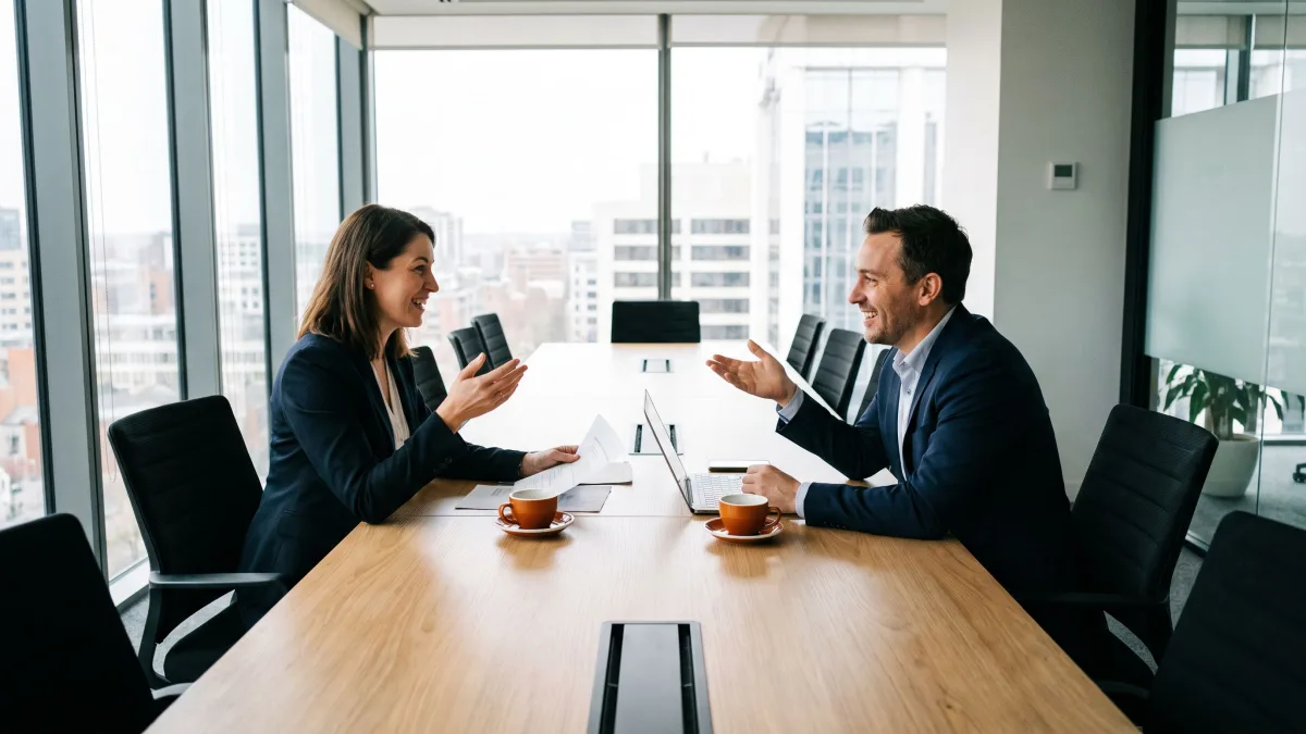 Recruiter reviewing offshore technical support candidate profiles against a detailed job description on two monitors