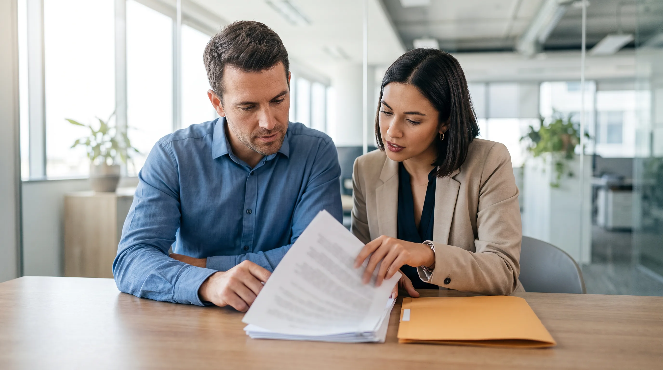 Outsourced accounting firm staff reviewing financial statements together as a quality control step