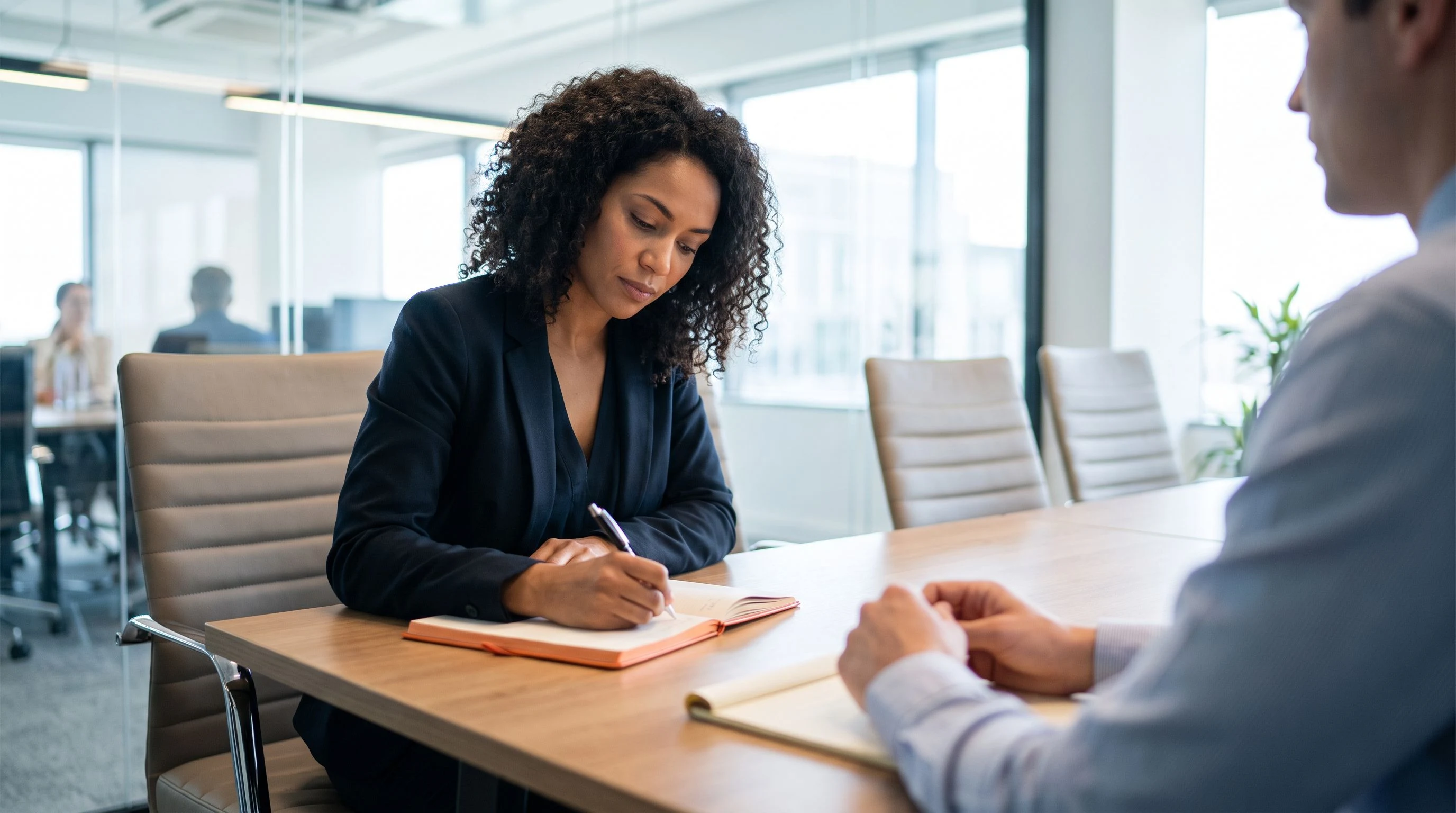 Hiring manager reviewing administrative assistant interview responses