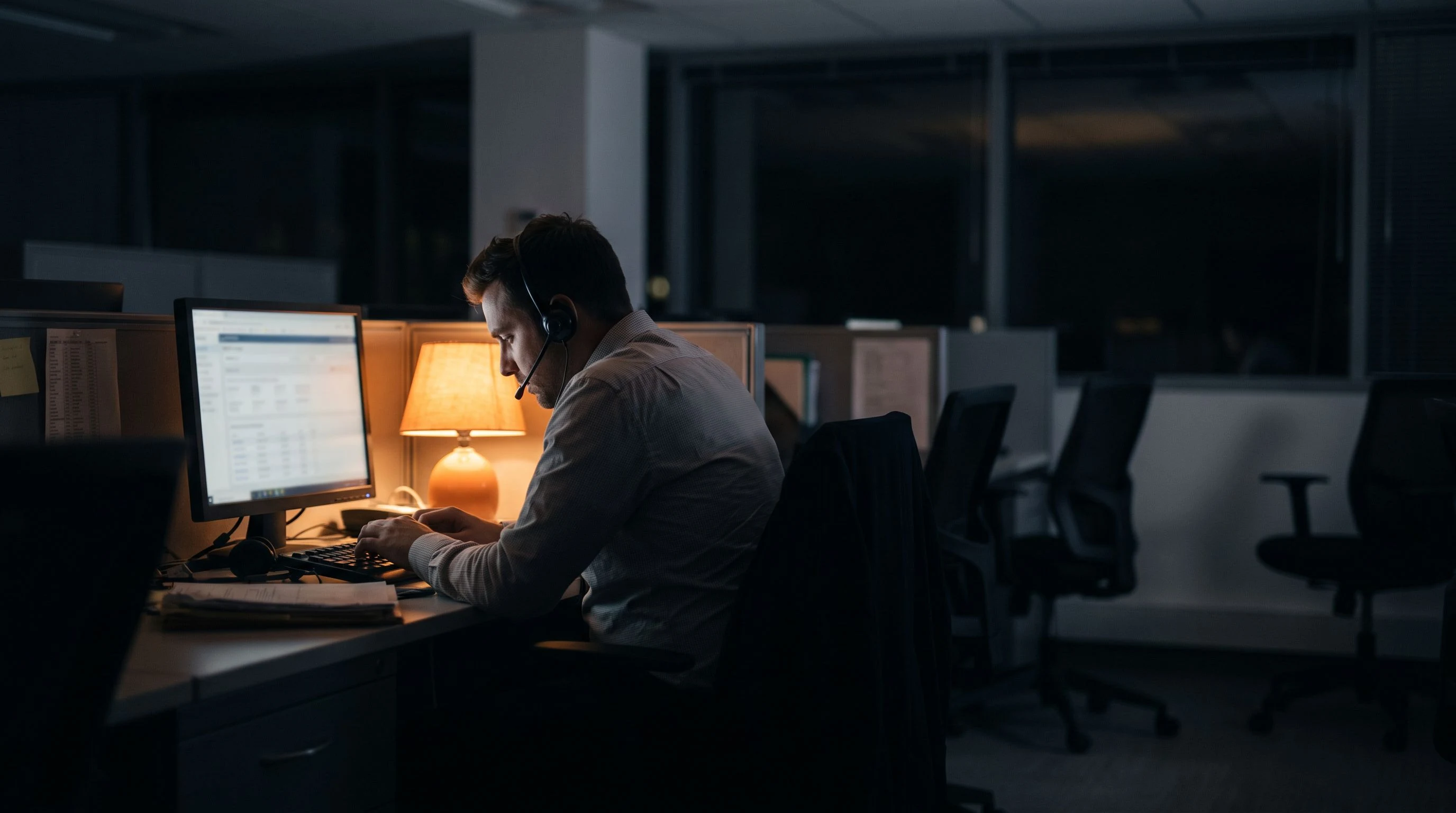 Single in-house customer support agent working alone overnight with no backup coverage
