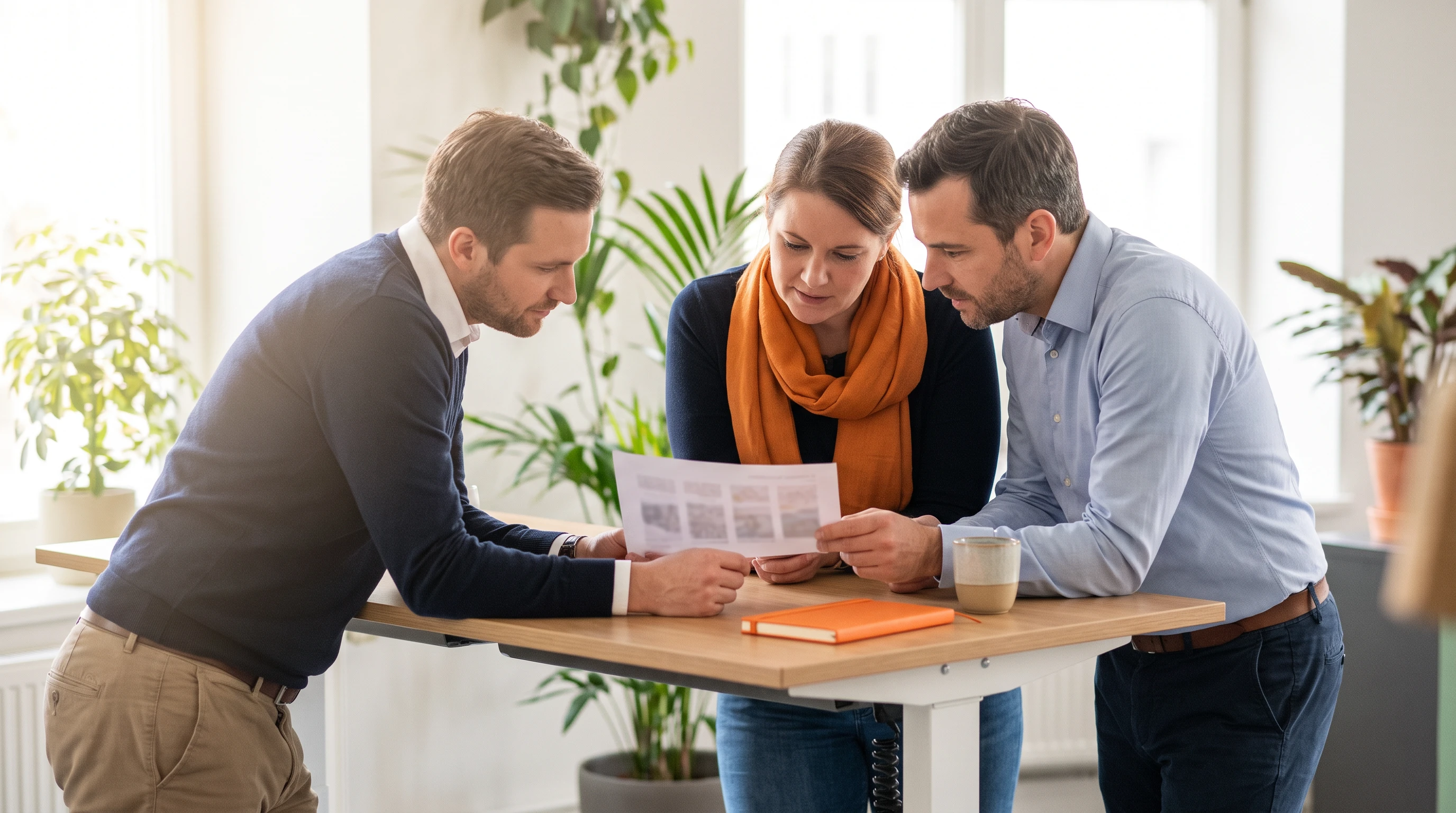 Insurance claims processing specialists reviewing a claim form together