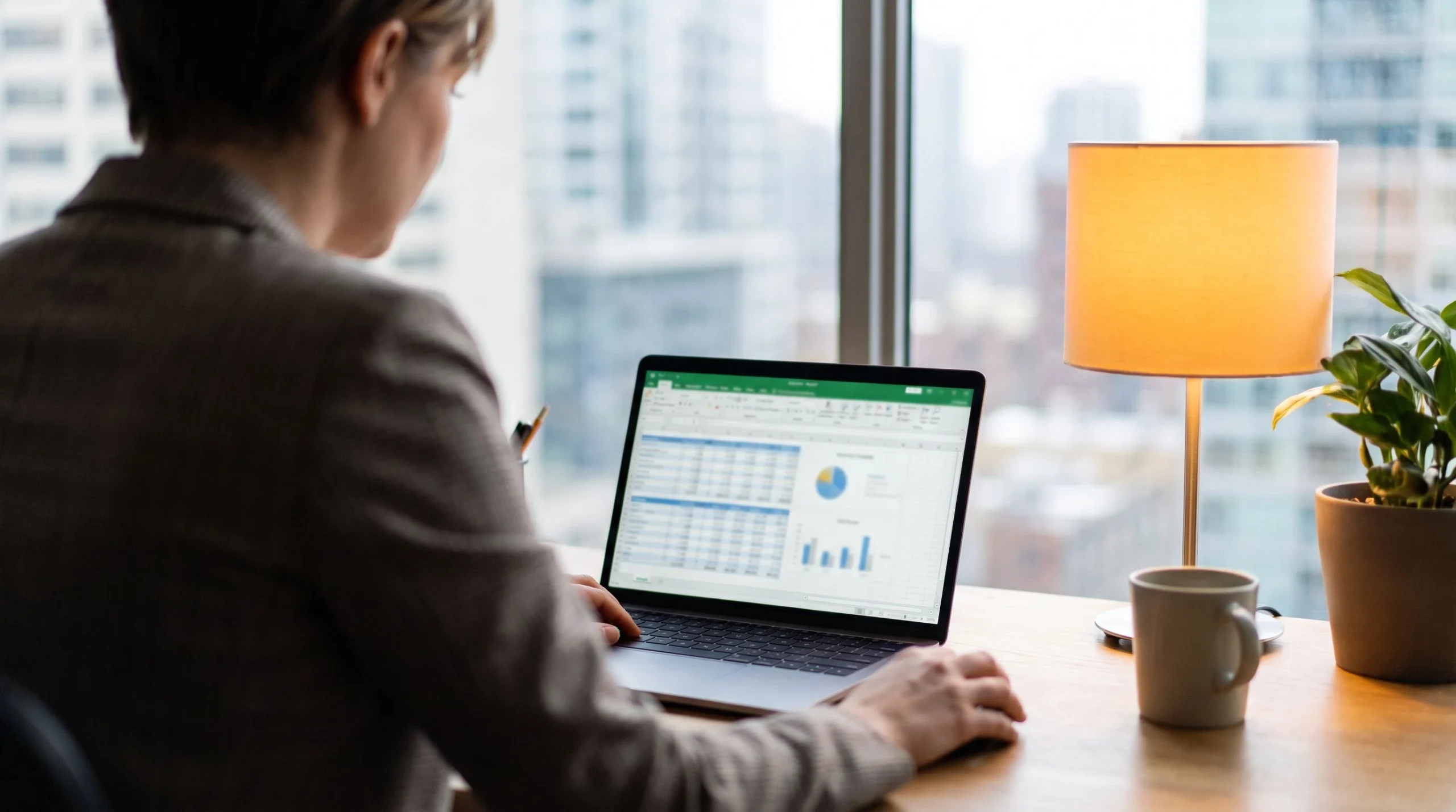 Business owner reviewing IT outstaffing pricing on a laptop