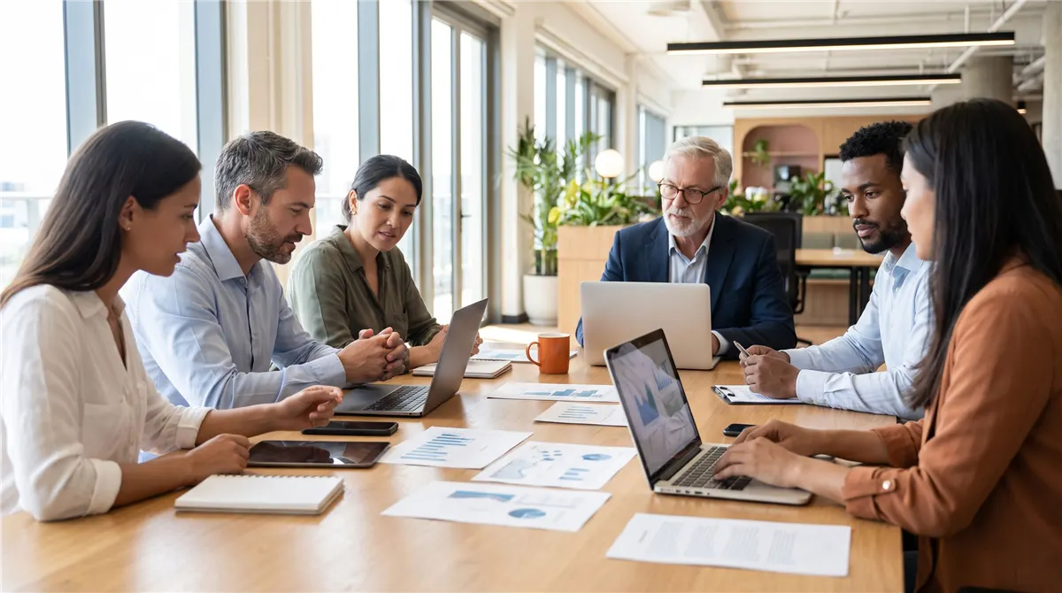 Nearshore content marketing specialists collaborating on content strategy