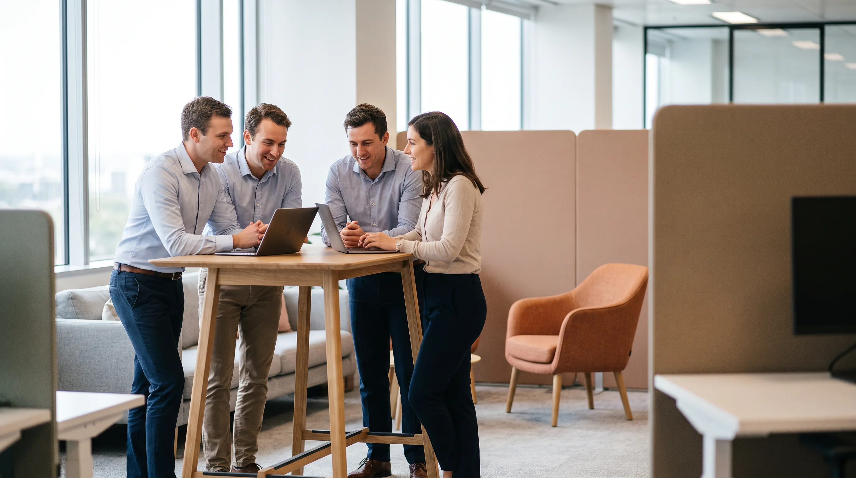 Outsourced accounting firm team of finance professionals collaborating on a client's books
