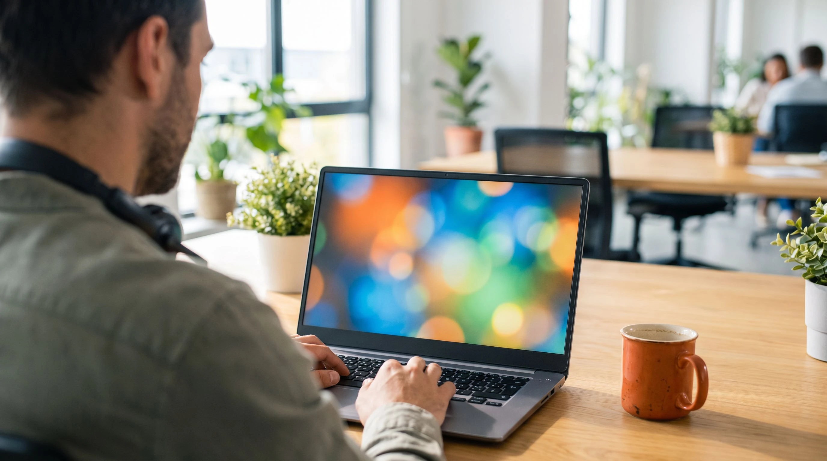 Outsourced sales development representative reviewing a pricing proposal on a laptop at a modern desk