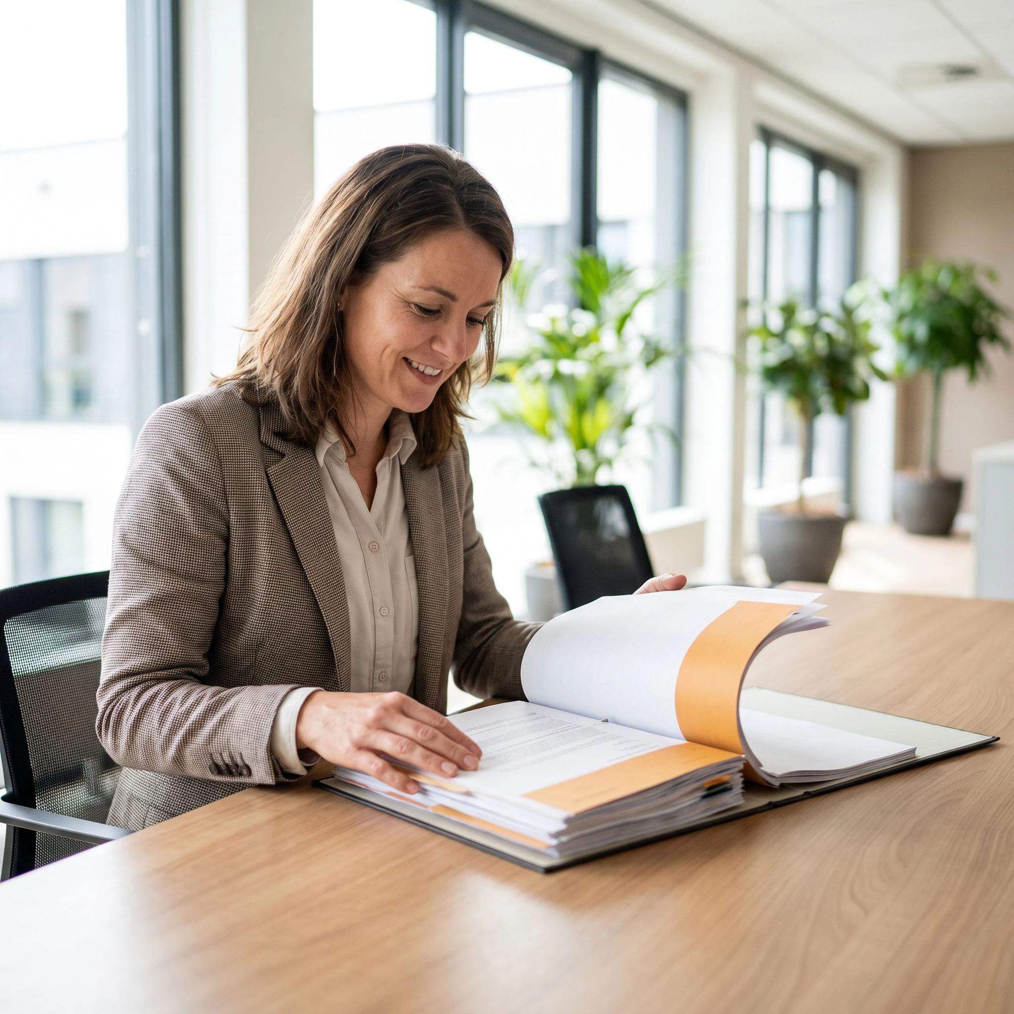 HR manager reviewing offshore staffing compliance documentation